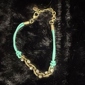 Chloe & Isabela Leather Bracelet With Gold Tone And Clear Glass Rhinestones